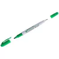Маркер перманентный двухсторонний Crown "Multi Marker Twin" зеленый 2мм/1мм   - фото
