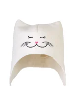 Шапка банная с вышивкой "Кошечка", фетр белый, Б4569 Белый - фото