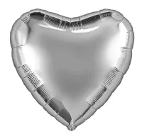 Шар  с клапаном Agura (9''/23 см) Мини-сердце, Серебро, 1 шт. в уп.(гел не надув) Серебро - фото