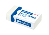 Ластик BRAUBERG "Original", 38х20х10 мм, белый, прямоугольный, картонный держатель, 228073  - фото