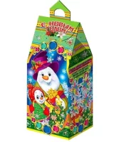 Новог.коробка "Снеговики" вместимость до 450 гр  - фото