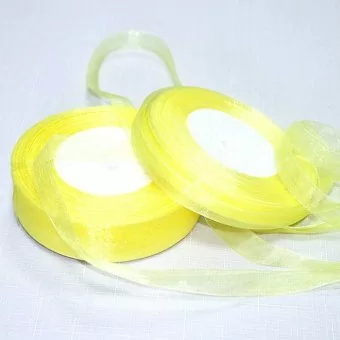 Лента тканная органза Желтый 12мм*50Y, арт. F014-41/1015 Желтый - фото