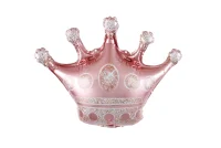 Шар с клапаном (12''/30 см) Мини-фигура, Корона, Розовое Золото, 1 шт.  - фото