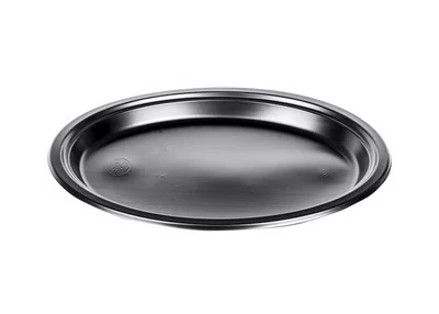 Тарелка овальная черная, 50 шт  - фото