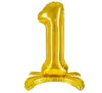 Шар фольга Falali (32''/81 см) Цифра, 1 на подставке, Золото, 1 шт. в уп.(надув воздухом) Золотой - фото
