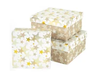 Коробка Золотые звезды, Белый, Металлик, 20*20*9,5 см, 1 шт Белый - фото
