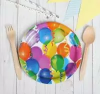 Тарелка бумажная "Воздушные шарики" (набор 6шт) 18см 2298406  - фото