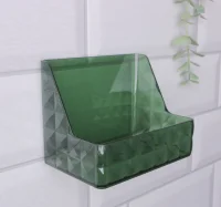 Органайзер д/хран. «GREEN»,навесной, 1 сек, с клеевой основой,11,8 × 7,8 × 9 см, цвет полупр/зелен  - фото