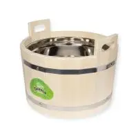 Ушат 9л с нержавеющей вставкой, липа, БАННАЯ ЛИНИЯ, 12-435 Бежевый - фото