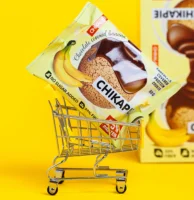 Печенье глазированное ТМ "CHIKALAB" с начинкой"Банан в шоколаде" 60 гр   - фото