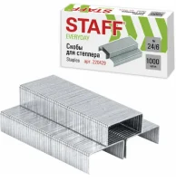 Скобы для степлера №24/6, 1000 штук, STAFF "EVERYDAY", до 30 листов, 220429 (500) Серебро - фото