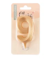 Свеча Цифра, 9 "Грани", Золото, 4*7 см, 1 шт,1707 Золотой - фото