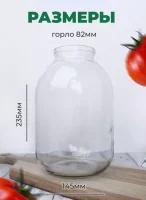 Стеклобанка 3000мл. д.82 СКО (12), шт Прозрачный - фото