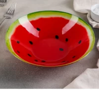 Салатник стеклянный Доляна «Сладкий арбуз», 920 мл, d=22 см, цвет красный 4540993 (24) Красный - фото