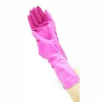 Перчатки резиновые розовые "M"  - фото