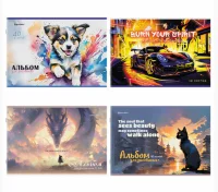 Альбом д/рис. А4 40л., скоба, обложка картон, BRAUBERG, 203х288мм, МИКС-1, 107114  - фото