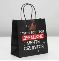 Пакет подарочный «Пусть мечты сбудутся», 22 × 22 × 11 см   6249079 (300) Дарите счастье Черный - фото