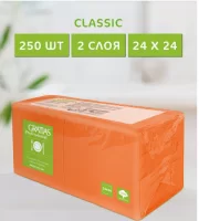 Салфетки бум. 24*24 2сл 250л оранжевые 1/4 слож СФ (12) Оранжевый - фото