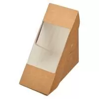 Коробка картонная с окном для бутерброда 130*70*130мм ECO SANDWICH 70, 50 шт Коричневый - фото