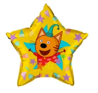 Шар фольга(2) (22''/56 см) Звезда, Три Кота, Компот, 1 шт. в уп.  - фото