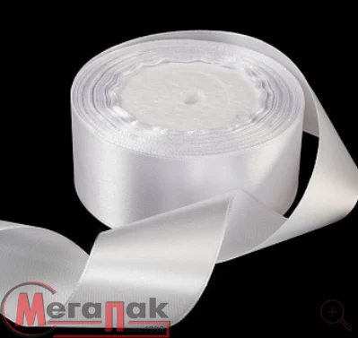 Лента тканная атласная 38 мм*25Y Белый 5шт/упак 200 т.м., F014-38/01 Белый - фото