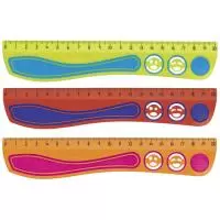 Линейка MAPED (Франция) "Kidy'Grip", 20 см, пластик. с резин. встав, нескольз., с траф. арт. 278710  - фото