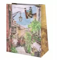 Бумажный пакет Итальянский дворик с тиснением 26х32,4х12,7см  арт.44226/12   - фото