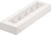 Коробка для конфет 5шт с вклеенным окном 235*70*30 мм (белая), 1 шт, 050101 (50) Белый - фото