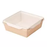 Коробка картонная с пластиковой крышкой 165*165*65 ECO OpSalad 1200, 10 шт  - фото