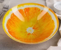 Салатник стеклянный Доляна «Сочный апельсин», 920 мл, d=22 см, цвет оранж 4540994 (24) Оранжевый - фото