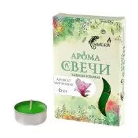 Свечи ароматизированные чайные (Нежные ароматы романтического вечера) 6шт., Магнолия, С-00-56 Зеленый - фото