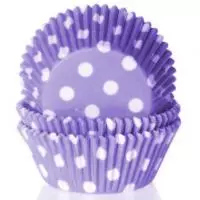 Формочки бумажные для выпечки 30*15мм,  фиолетовые в горошек,1100 Фиолетовый - фото