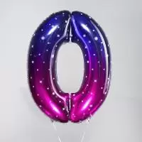 Шар фольгированный 34" «Цифра 0», звёздное небо, арт. 5096085 337 Звездная ночь - фото