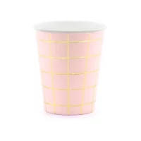 Набор бумажных стаканов «Сетка» розовый 200мл, 6 шт Розовый - фото
