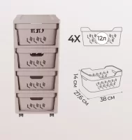 Комод на колесах DELUXE, 4 ЯЩИКА, 300х385х690 мм (светло-бежевый), 43327693470 Бежевый - фото