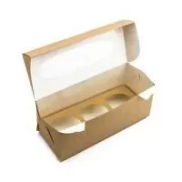 Коробка картонная для маффинов 3шт ECO MUF 3, 5 шт Коричневый - фото