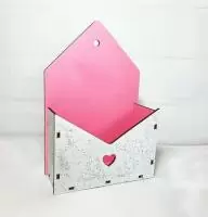 Ящик конверт двухцветный с блестками №9 (17*6,5*25,5) бело/розовый  - фото