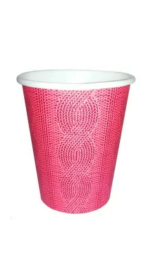 Стакан бумажный 250мл для горячего "Коса", 50 шт Розовый - фото
