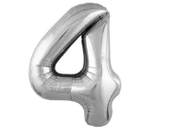 Шар фольга Agura (40''/102 см) Цифра, 4 Slim, Серебро, 1 шт. в уп. (5) Серебро - фото