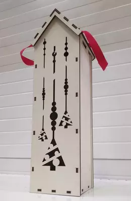 Коробка для вина/шампанского с крышкой "Ёлочные игрушки" (Белый) НГ056 Белый - фото