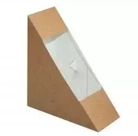 Контейнер картонный с окном для бутерброда 130*40*130мм ECO SANDWICH 40, 50 шт Коричневый - фото