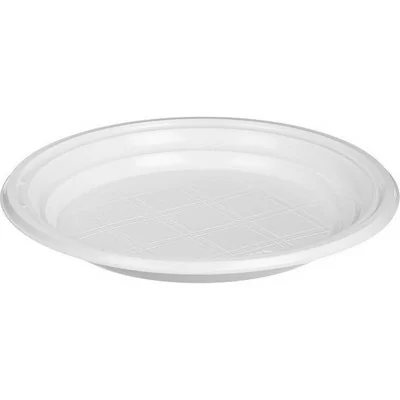 Тарелка 1-секционная белая d205мм Р, 100 шт Белый - фото