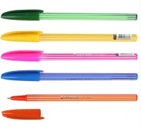 Ручка шар. синяя "Darvish" корпус цветной полосатый ассорти DV-9491 Микс - фото