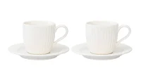 Набор чашек с блюдцами Soft Ripples, Dual Glazing, 125 мл, 2 шт, арт. LJ000010 Белый - фото