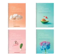 Тетрадь А4 80л. BRAUBERG гребень, клетка, обложка картон, Dream, 404049  - фото