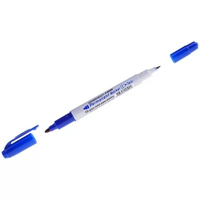 Маркер перманентный двухсторонний Crown "Multi Marker Twin" синий, пулевидный, 2мм/1мм P-800W Маркер перманентный двухсторонний Crown "Multi Marker Twin" синий, пулевидный, 2мм/1мм P-800W  - фото