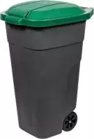 Бак для раздельного сбора мусора с крышкой на колесах 110л, зеленый Зеленый - фото