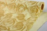 Бумага рельефная розы 70см х 10м бежево/золотые Золотой - фото