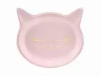 Набор бумажных тарелок «Кошка» 22*20см, 6 шт Розовый - фото