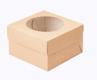 Коробка картонная д/маффинов 4 шт OSQ MUF 4 160*160*100 Коричневый - фото